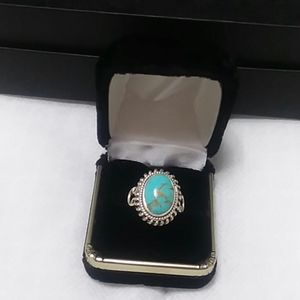 Natural turquoise sterling silver ring